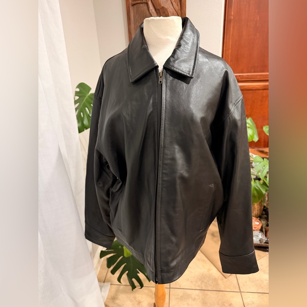 NEW Canyon Outback Black Leather Jacket Full Zip Lined Size L